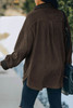 Brown Turn Down Collar Buttoned Shirt Jacket