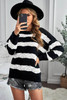 Black Striped Colorblock Knit Sweater