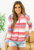 Multicolor Stripe Print Zipper Hoodie