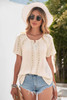 Apricot Crochet Eyelet Short Sleeves Top