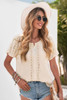 Apricot Crochet Eyelet Short Sleeves Top