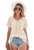 Apricot Crochet Eyelet Short Sleeves Top