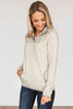 Beige Lapel Snap Front Pocket Leopard Print Sweatshirt