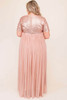 Pink Plus Size Short Sleeve Sequin Splicing Mesh Maxi Dress