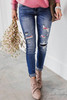 Aztec Patch Ripped Slim-fit Jeans