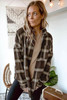 Brown Drop Shoulder Plaid Casual Shirt