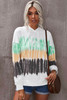 Green Colorblock Tie-dye Drawstring Pullover Hoodie