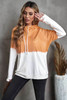 Yellow Colorblock Drawstring Zipper Hoodie with Pockets
