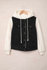 Black Sherpa Denim Splicing Buttoned Jacket