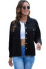 Black Corduroy Pocket Buttoned Jacket