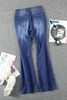 Blue Mid Waist Distressed Flared Jeans