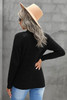 Black Wrap V Neck Sweater with Side Tie