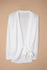 White Wrap V Neck Sweater with Side Tie White Wrap V Neck Sweater with Side Tie