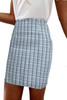 Sky Blue  High Waist Tweed Plaid Mini Skirt