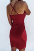 Red Criss Cross Spaghetti Strap Side Split Bodycon Mini Dress