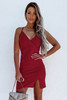 Red Criss Cross Spaghetti Strap Side Split Bodycon Mini Dress