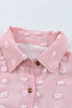 Pink Swiss Dot Buttoned Pocket Long Sleeve Shirt