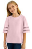 Pink Girl's 3/4 Bell Sleeve Mesh Panel Blouse