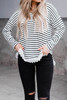 Striped Long Sleeve Top with Lace Trim