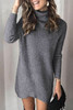 Gray Turtleneck Long Sleeve Knitted Sweater Dress