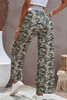 Camouflage Print Drawstring Waist Wide Leg Pants