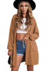 Khaki Side Split Open Front Cardigan with Hooded