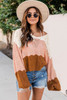 Puff Sleeve Color Block Pointelle Sweater