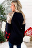 Crewneck Lantern Sleeve Plaid Sequin Splicing Pullover Sweatshirt