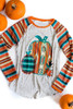 Serape Halloween Pumpkin Leopard Long Sleeve Top