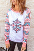 Western Fashion Tribal Aztec Print Raglan Sweatshirt