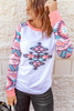 Western Fashion Tribal Aztec Print Raglan Sweatshirt