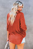 Red Loose Long Sleeve Buttoned Shirt with Pocket