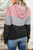 Pink Colorblock Zip Front Hooded Coat Pink Colorblock Zip Front Hooded Coat