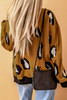 Leopard Buttoned Open Front Knitted Sweater