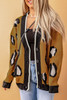 Leopard Buttoned Open Front Knitted Sweater