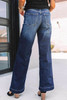 Blue Wide Leg High Rise Jeans