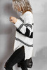 Striped Colorblock V Neck Long Sleeve Knitted Sweater