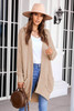 Khaki Open Front Pocket Casual Knitted Cardigan