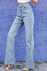 Sky Blue Wide Leg Split Hemline Flared Jeans