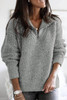 Gray Zip Neck Knitted Sweater