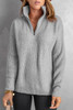 Gray Zip Neck Knitted Sweater