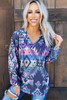 Blue Aztec Print Hoodie