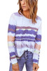 Tie-dyed Print Pom Pom Trim Long Sleeve Top