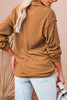 Brown Button Front Turn-down Neck Knit Top