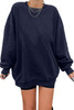 Dark Blue Oversized Solid Drop Shoulder Sweatshirt