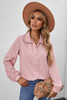 Pink Polka Dot Ruffled Buttoned Long Sleeve Shirt