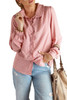Pink Polka Dot Ruffled Buttoned Long Sleeve Shirt