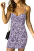 Purple Leopard Print Spaghetti Strap Bodycon Mini Dress