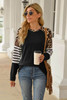 Black Leopard Striped Long Sleeve Top