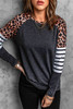 Black Leopard Striped Long Sleeve Top